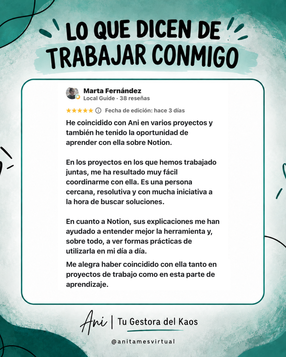Reseña de Marta Fernández en Google